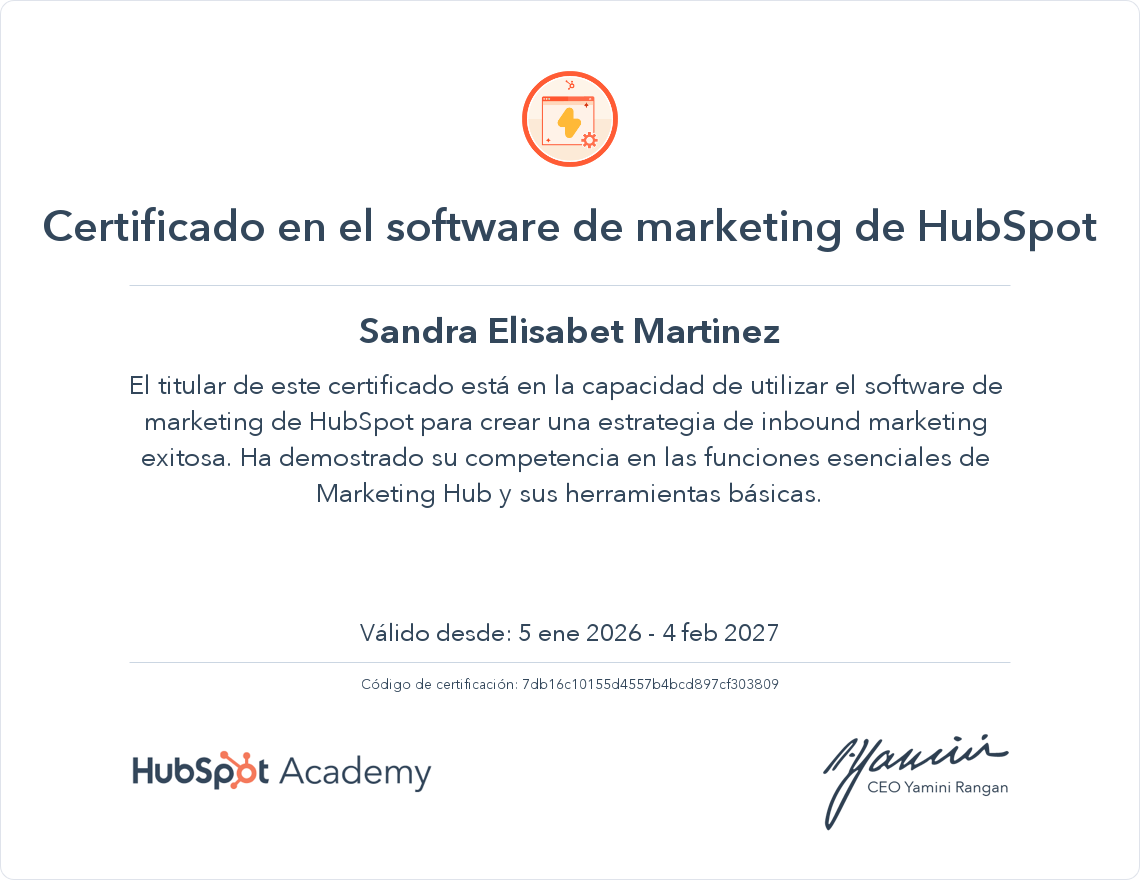 Cetificado en el software de marketing de Hubspot-1